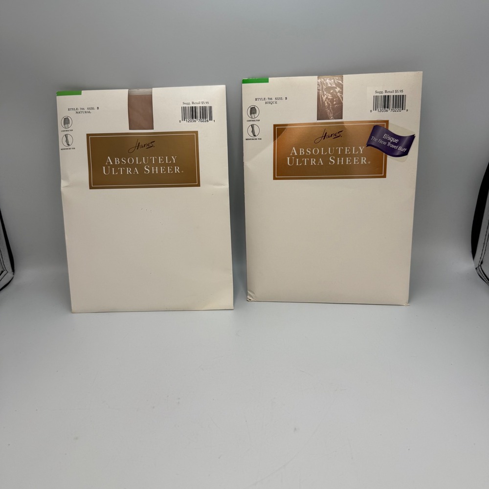 Lot Vintage Hanes Absolutely Ultra Sheer Pantyhose 706 Natural Bisque Size B